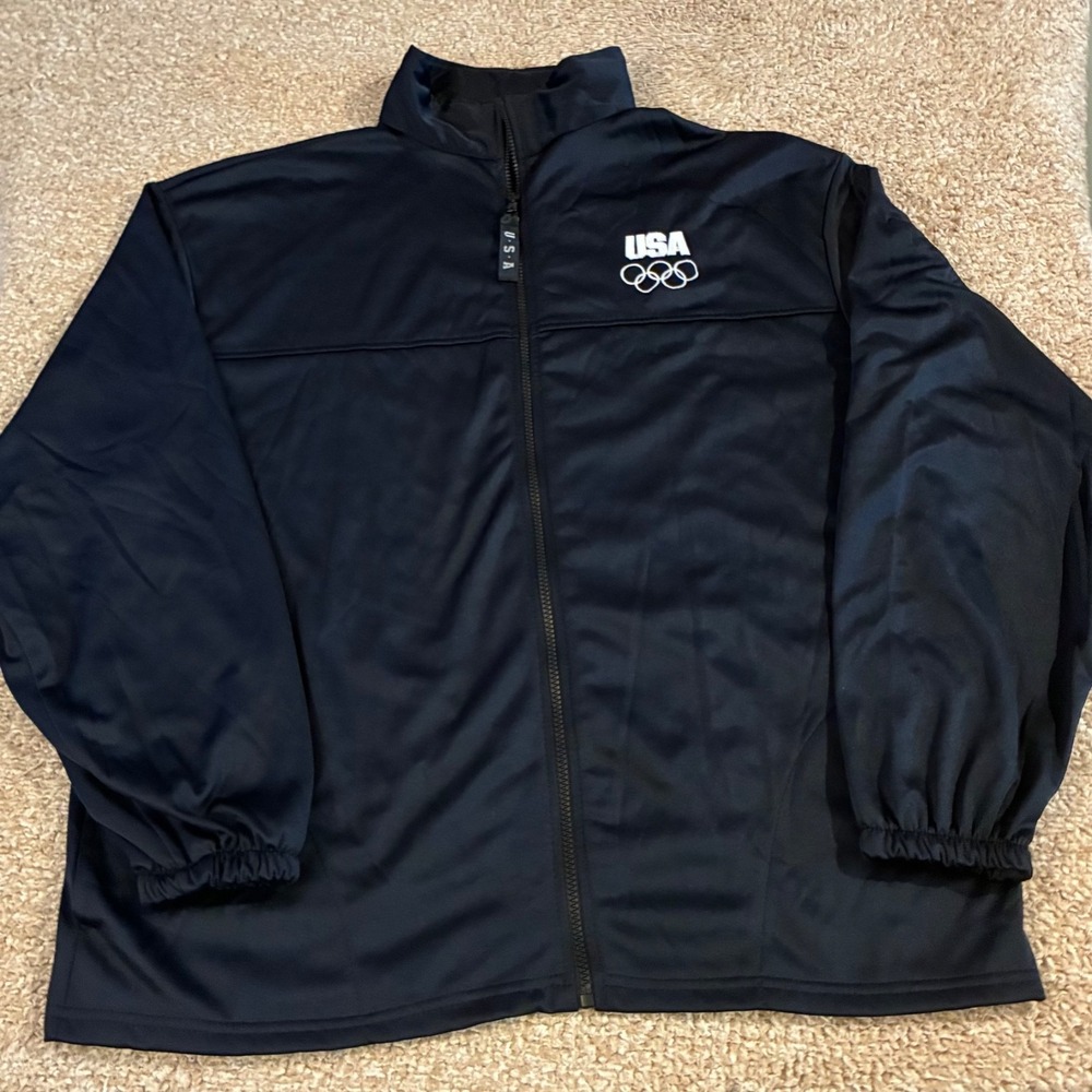 Vintage USA Olympic Team Full Zip Track Jacket Navy Made In USA XXL USA